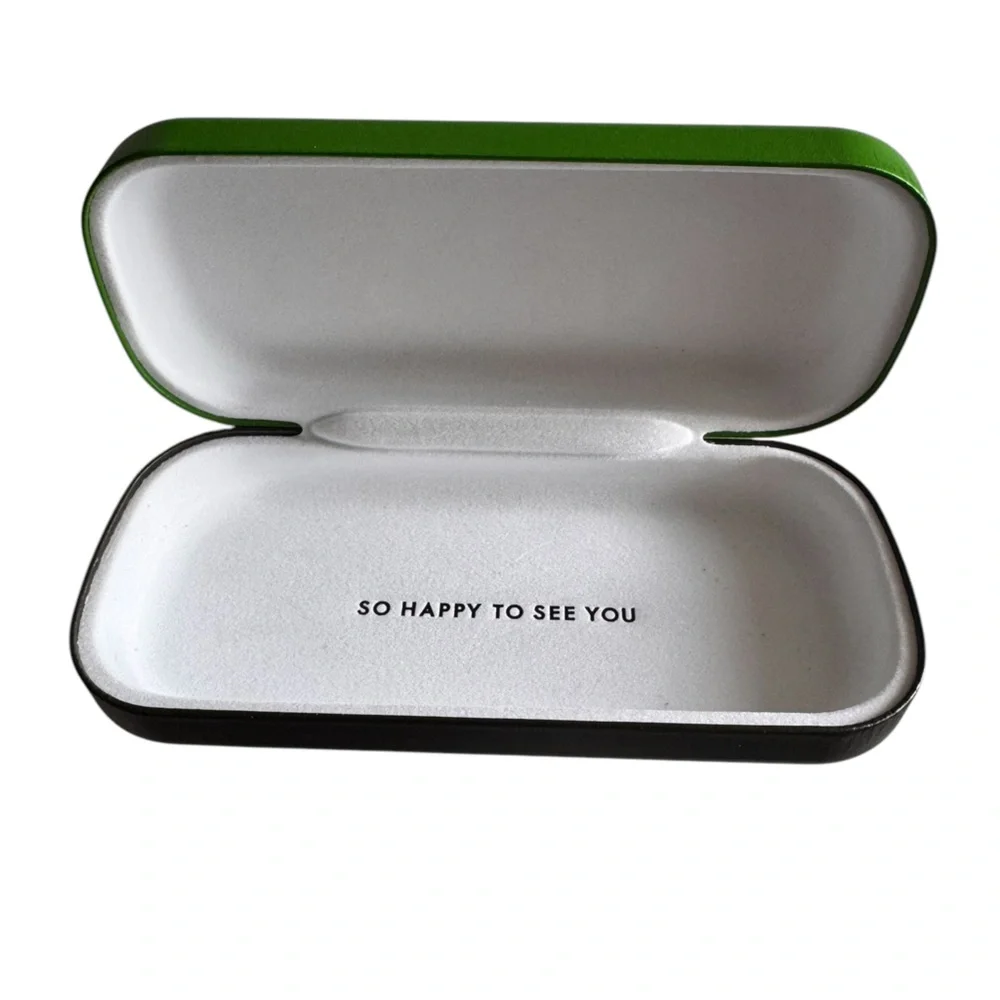 Kate Spade Hard Shell Green Eyeglass Case with Cleaning Cloth
